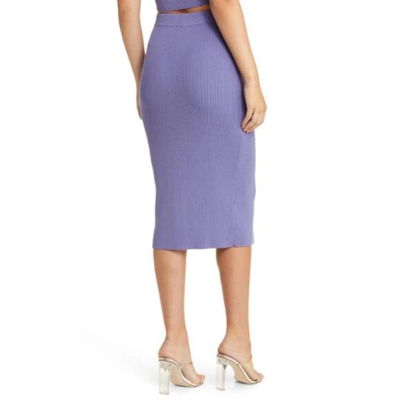 NEW OPEN EDIT NORDSTROM Rib Zip Front Sweater Knit Midi Skirt Size XL - Picture 2 of 8
